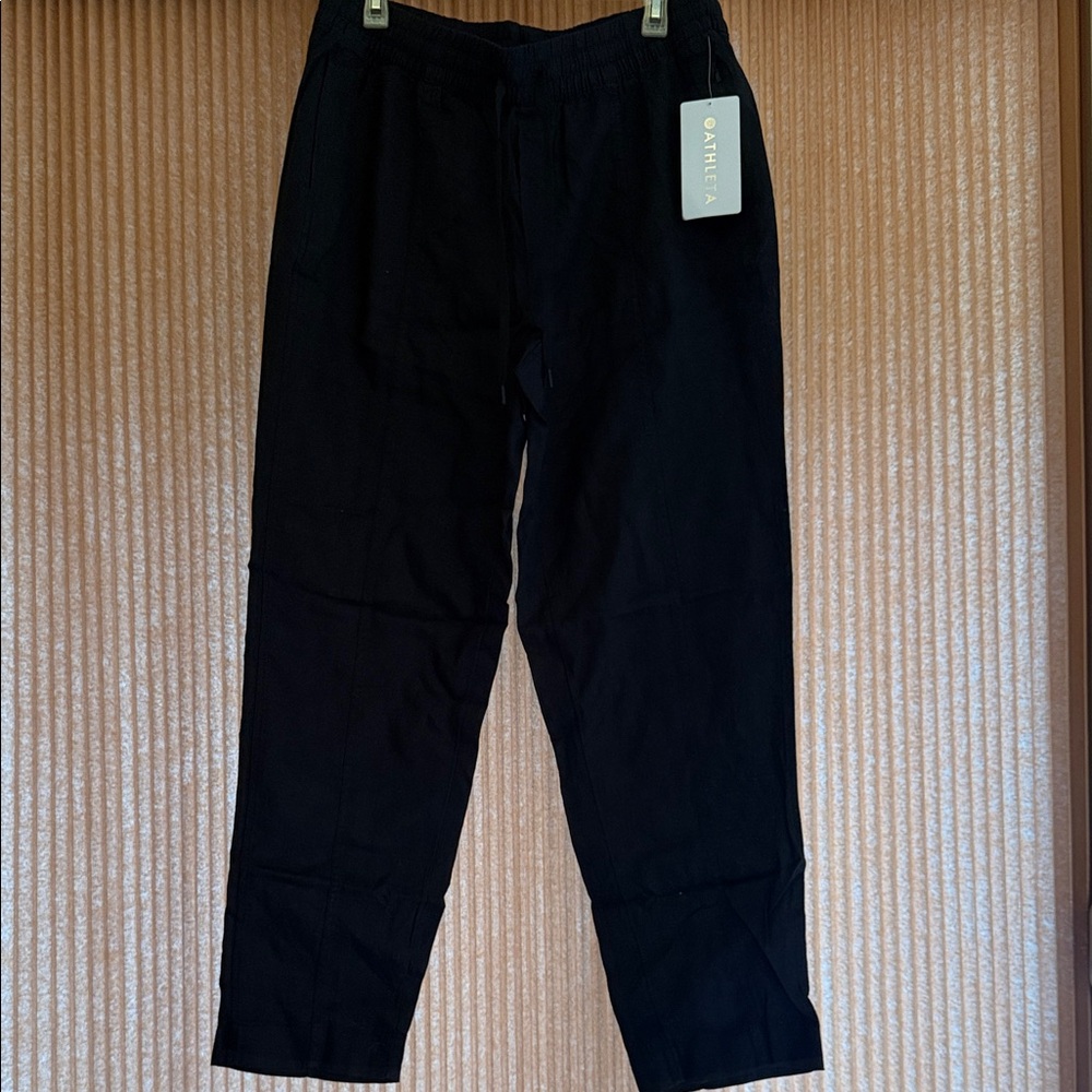 Athleta Black Retreat Linen Ankle Pants